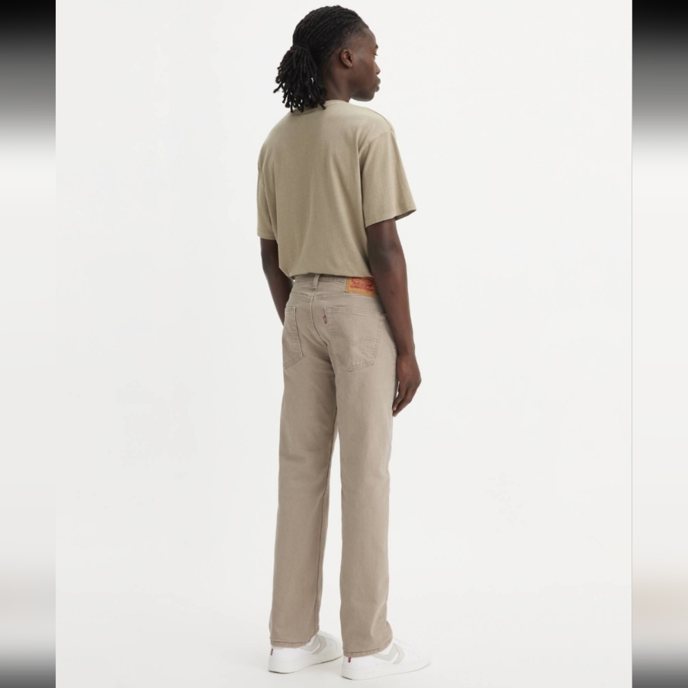 Levis Mens 505 Regular Fit Straight Leg Jeans Beige Khaki 36x32 Workwear Casual